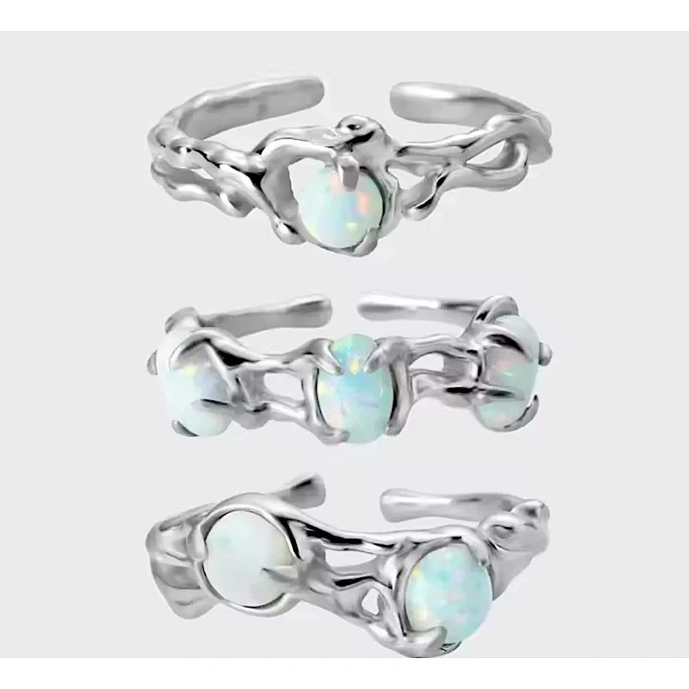 Opal Ring, Adjustable Ring, 925 Silver‎ Statement Ring, Women
